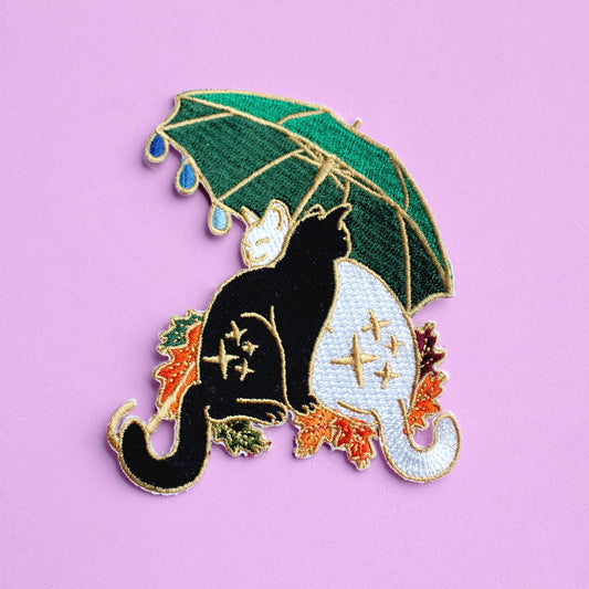 Umbrella Cats Embroidered Patch