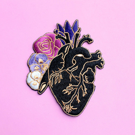 Anatomical Heart embroidered Iron-on Patch