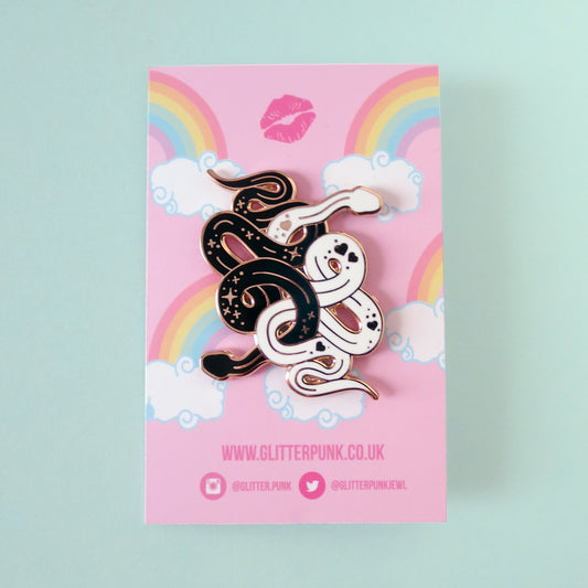 Double Snakes Enamel Pin