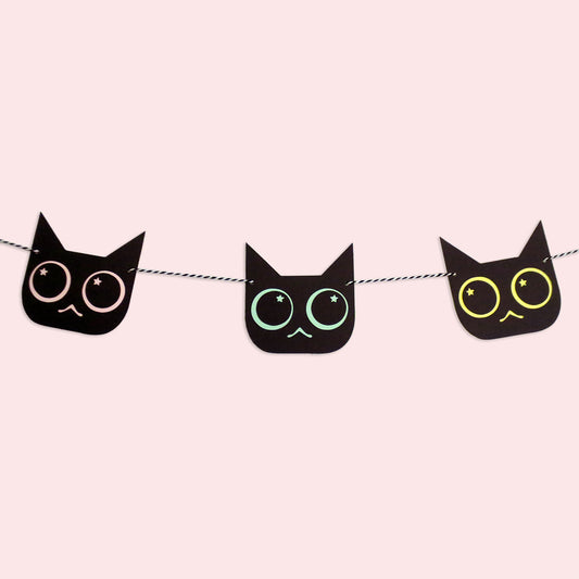 Pastel Black Cats Paper Party Garland