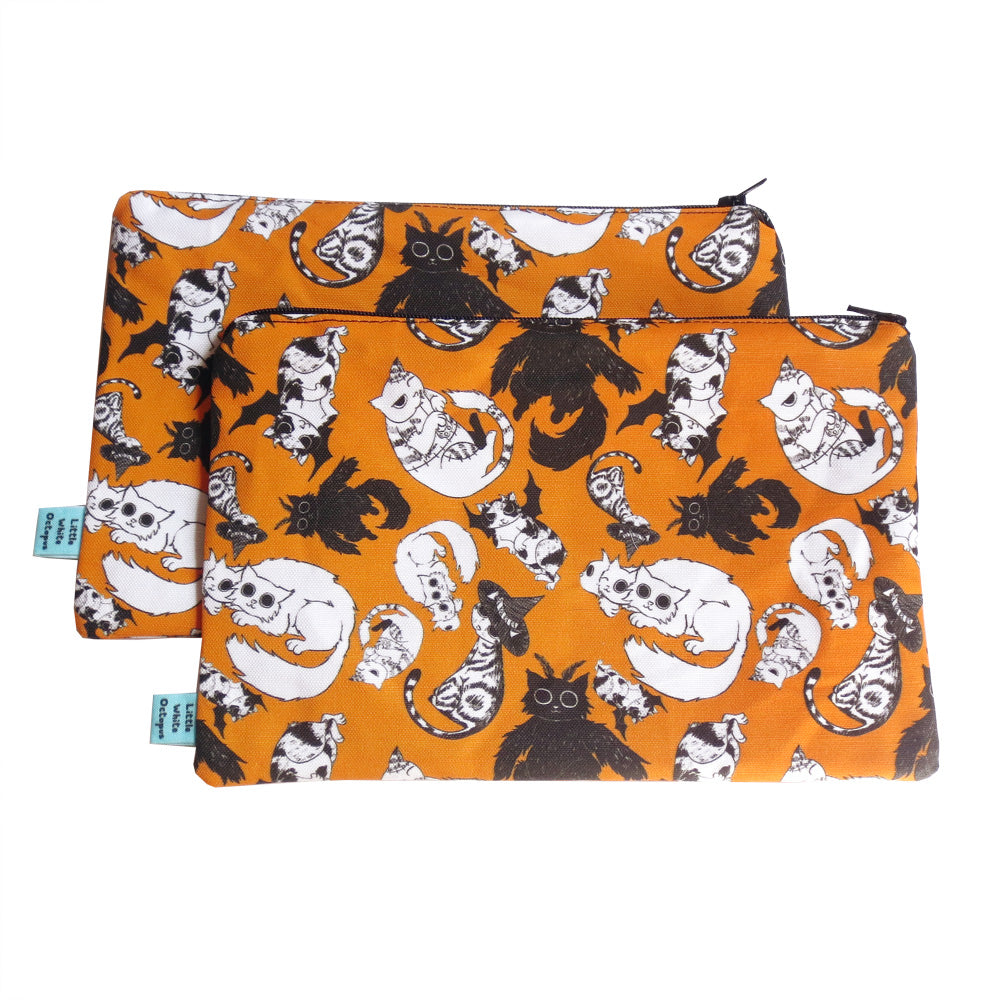 Halloween All Over Cats Zipper Pouch - Gold Crow Co.