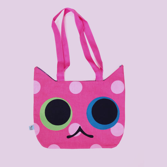 Pink Cat Head Tote Bag