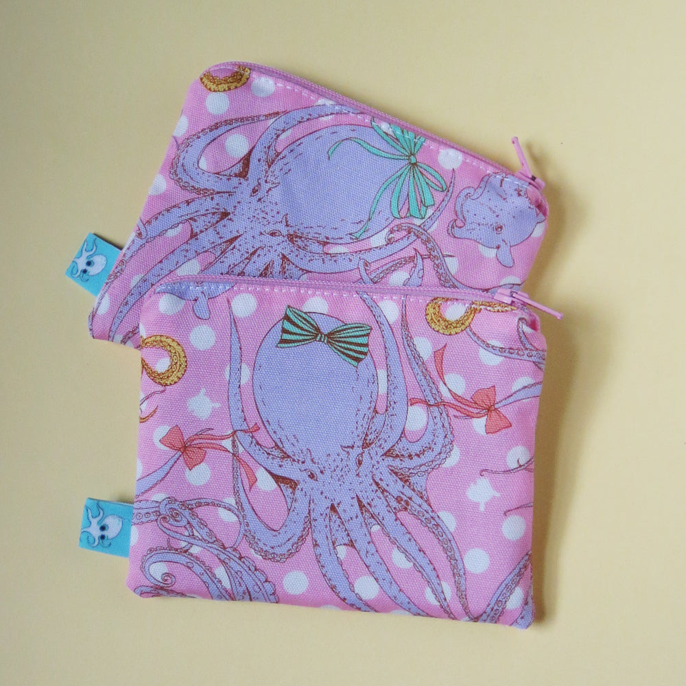 Pink Octopus Mini Zipper Pouch