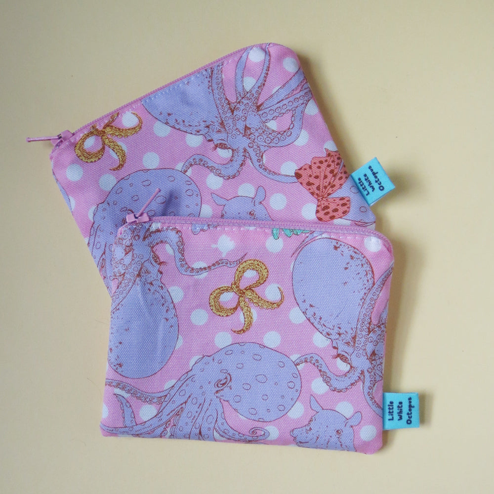 Pink Octopus Mini Zipper Pouch