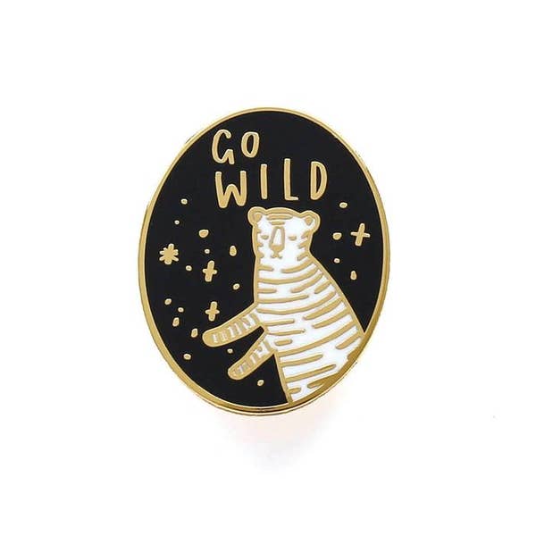 Go Wild Tiger Hard Enamel Pin - Gold Crow Co.