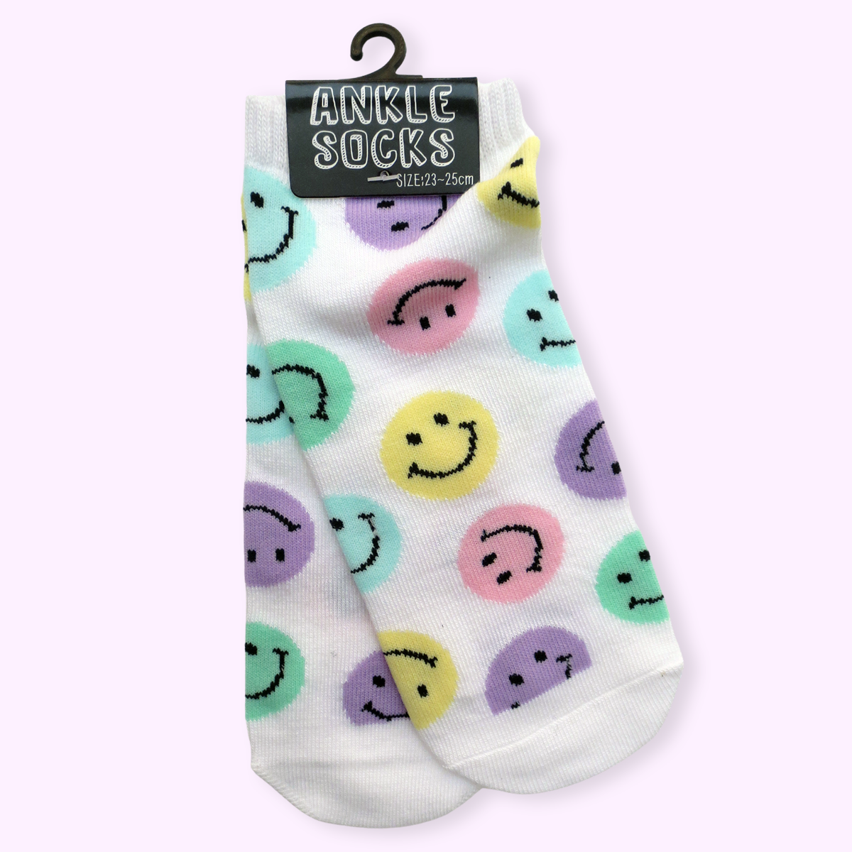 Pastel Smiley Face Ankle Socks