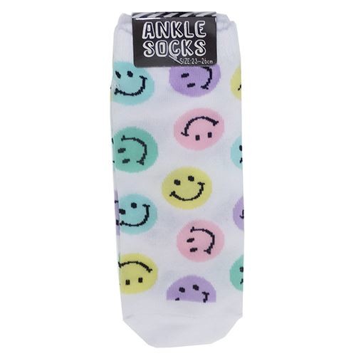 Pastel Smiley Face Ankle Socks