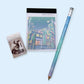 Dreamy Pastel City Pencil, Eraser & Note Pad Stationery Set