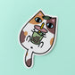 Calico Cat and Bubble Tea Vinyl Sticker