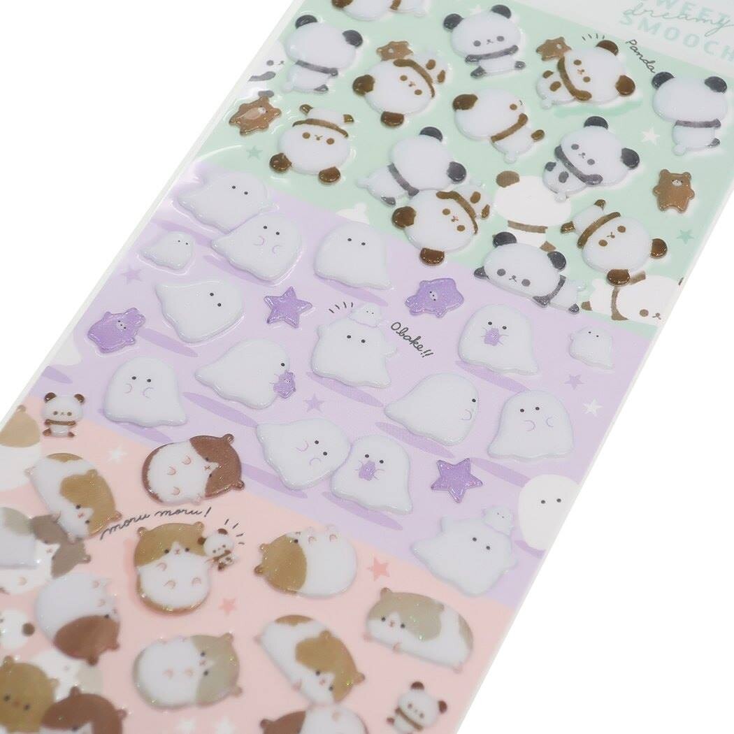Ghost, Panda & Hamster Puffy Sticker Sheet