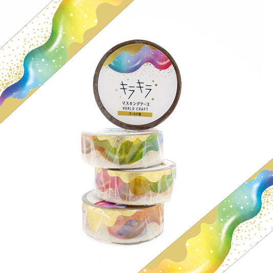 Colorful Puddle Rainbow & Foil Washi Tape